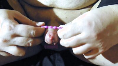Small-dicked guy is playing with his genitals on the camera