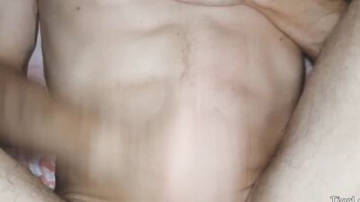 This POV video shows close-up anal penetration between two gays