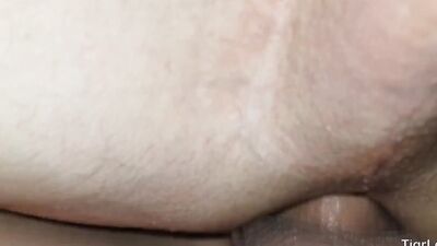 Guy is jerking off while taking hard cock in this close-up scene
