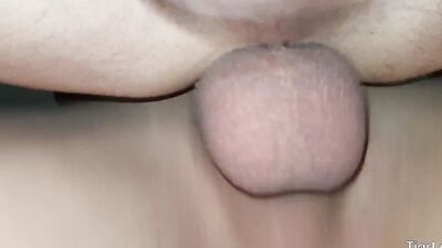 Guy is jerking off while taking hard cock in this close-up scene