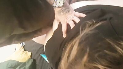 Sissy is being choked by a master while taking his hard cock