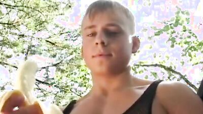Horny gay dudes are blowing and fucking in the woods