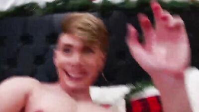 Naughty blonde guy is jerking off and jizzing for his horny fans