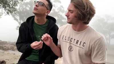 Long-haired guy is fucking his partner in the butt