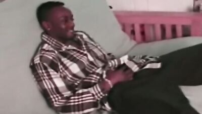 Horny black guys are stroking their big rods next to to each other