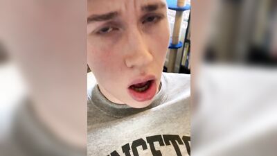 19 Year old Jesse Gold Jerks off during Online Class and Gets Caught by his Stepdad