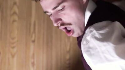 Sinful guy blows perverted priest and then rides his cock