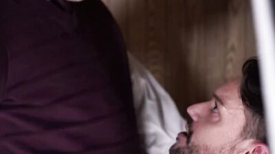 Sinful guy blows perverted priest and then rides his cock