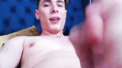 Blonde twink Henry Price Win masturbates and jizzes on webcam