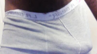 Horny chum pulls his boner out of pants to play with it