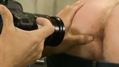 Bald man sucks one cock while the other one is drilling him