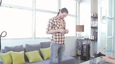 Dude sucks a big cock and gets poked in the ass
