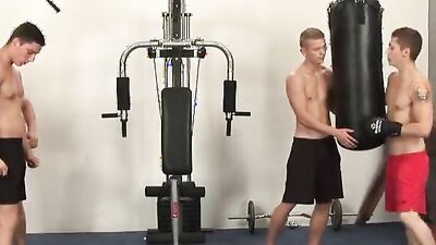 Gay dudes are jerking off and fucking in the gym