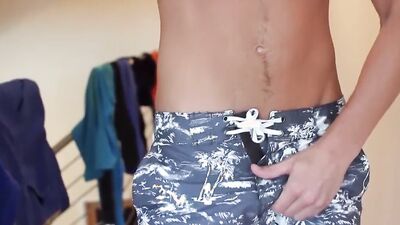 Horny guy is riding his roommate's hard dick on the floor