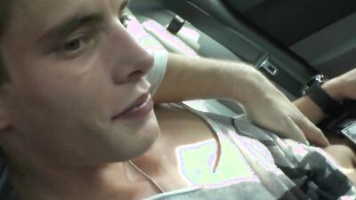 Horny cameraman fondles and touches that guy everywhere in the car