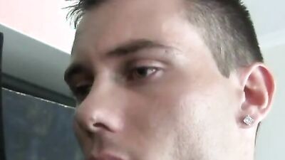 Gay dudes sucks a hard cock thorough a hole on the wall