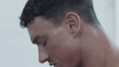 Blonde black guy is poked in the butt by his white gym mate