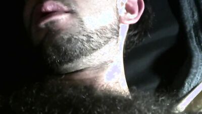 Amateur bear is stroking his prick in front of the camera