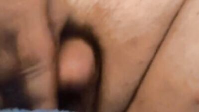 Huge bear is stroking his tiny pecker in front of the camera
