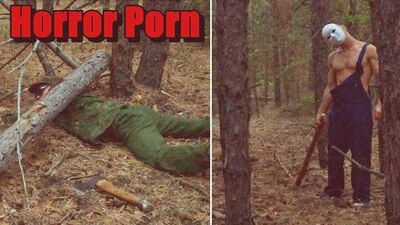 Lad gets stuck and fucked by a murderer in the forest