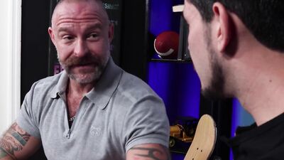 Naughty gay chap is craving for his tattooed stepdad's prick