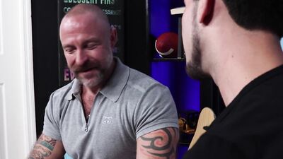 Naughty gay chap is craving for his tattooed stepdad's prick