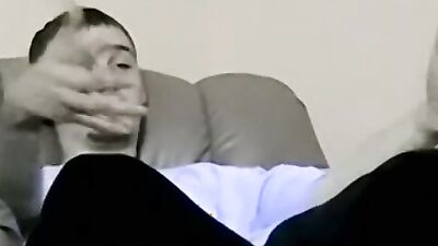 Amateur gay chap is stroking his prick in front of the camera