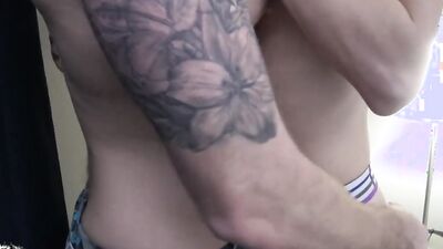 Fella sucks mate's big dick in front of the camera