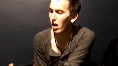 Skinny amateur chap is jerking his prick in his solo video
