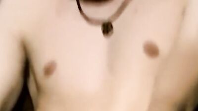 Skinny amateur chap is jerking his prick in his solo video