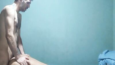 Amateur lad bends down and gets fucked from behind by his stepdad