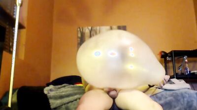 Balloonbanger 45) Clear Latex Balloon Blow Jack Cum and POP!