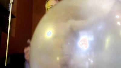 Balloonbanger 45) Clear Latex Balloon Blow Jack Cum and POP!