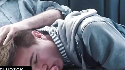 Naughty twinks have fun sucking stepdads off and fucking in nature