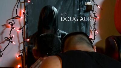 Jock sucks guy in a Halloween costume off before bending over for pounding