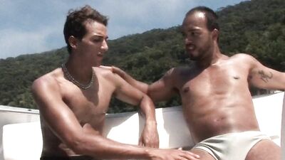 Tanned guy takes a cock in the ass on a boat