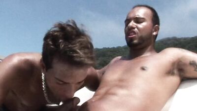 Tanned guy takes a cock in the ass on a boat