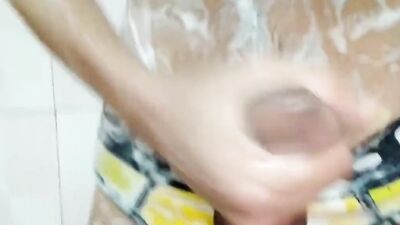 Hung guy strokes his big cock and cums in a compilation