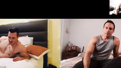 Muscular jocks watch each other jerking off passionately on camera