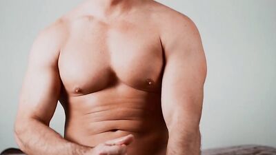Muscular jocks watch each other jerking off passionately on camera