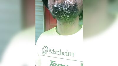 Kinky black dude makes a sloppy mess out of his cute face