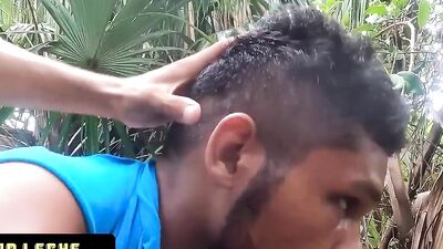 Bearded Latino sucks dick while hiking and ends up hammered