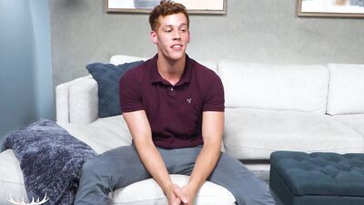 Handsome ginger stud fingers his ass and jerks off solo