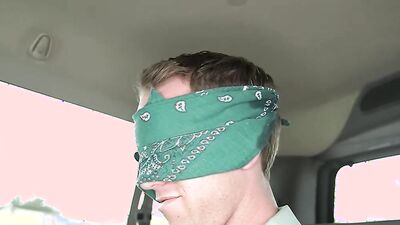 Straight guy blindfolded and fucked in the ass in a car