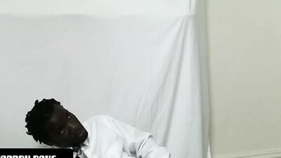 Black army guy strips his clothes and strokes that big cock