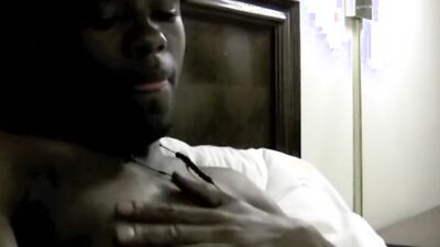 Fit black guy rubs his tight ass and jerks off solo