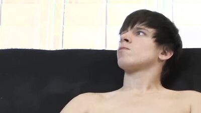 Twink takes his clothes off and strokes that hard cock