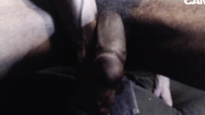 Kinky black stud with a huge dick rides a big dildo