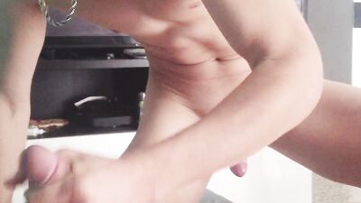 Handsome young guy with a killer body films himself teasing and jerking off before fucking