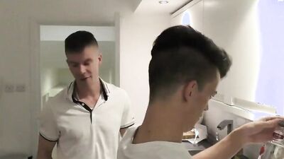 Lovely twink with a plump ass in a jockstrap banged hard